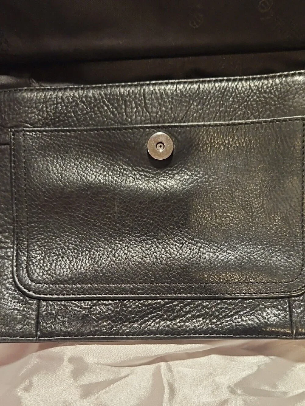 Vintage Fossil Black Pebbled Leather Crossbody Organizer Bag 8